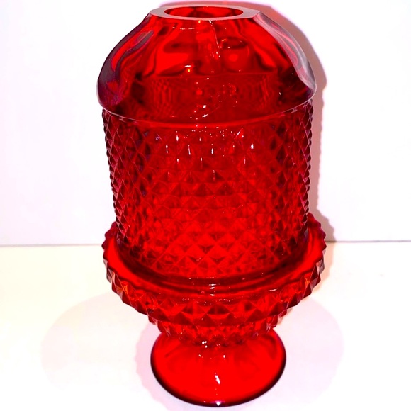 Fairy Lamp Diamond Point Ruby Red With Cadmium Glow - Picture 2 of 9